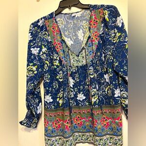 Floral Blue Women's Top